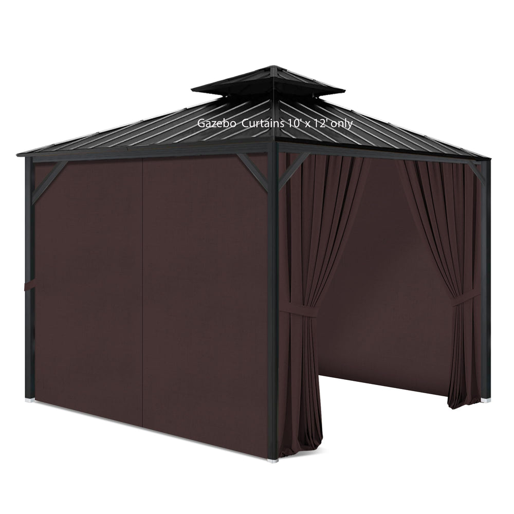 aonear front view of four brown panels showing full privacy and coverage