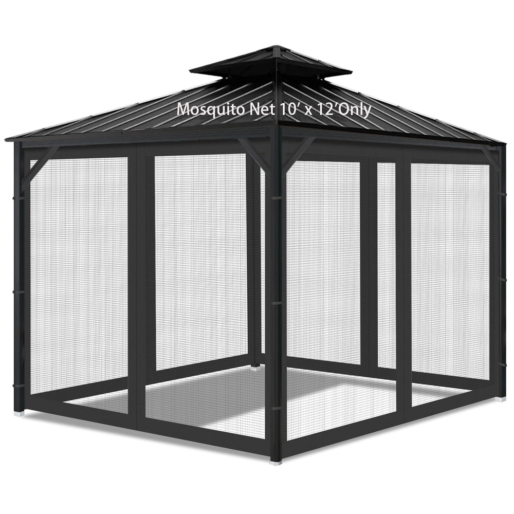 aonear gazebo mesh front view showing full black coverage and access benefit