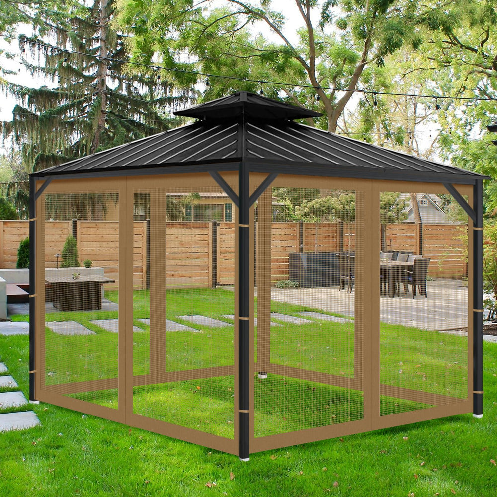 aonear lifestyle backyard dinner under netting showing comfortable pest-free dining