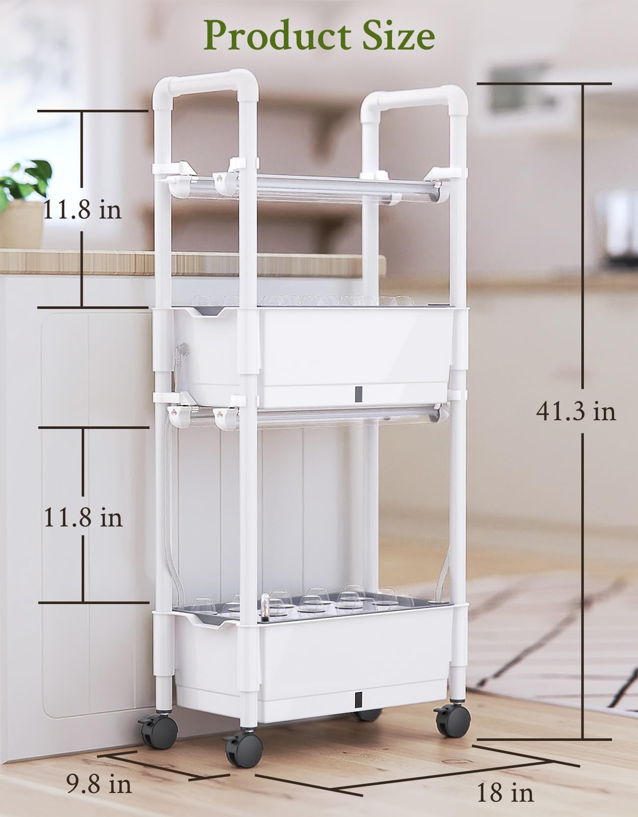AOONEG kitchen lifestyle setup showing compact indoor growing and fresh herbs