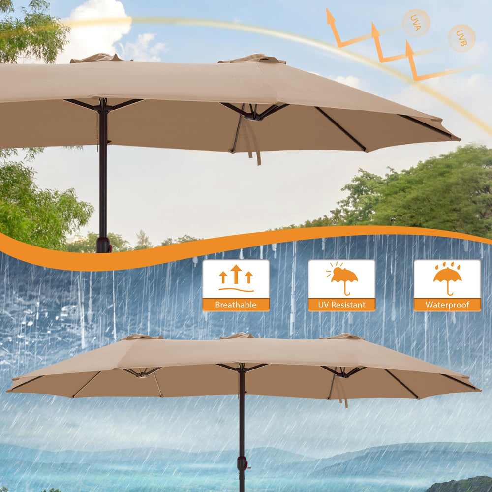 AONETOZ canopy installed on patio umbrella demonstrating restored shade and aesthetic refresh