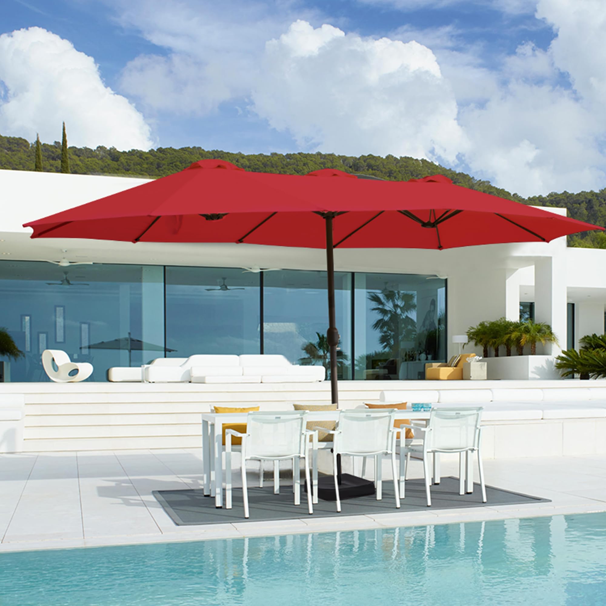AONETOZ canopy size comparison with patio chair showing generous coverage