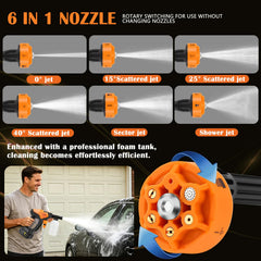 AOODIL close-up of 6-in-1 nozzle showing easy spray selection for versatile cleaning