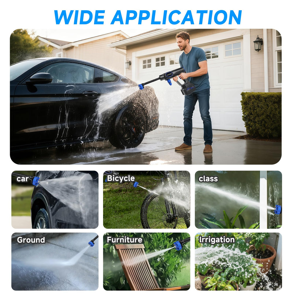 AOODIL in use washing a car offering cordless convenience outdoors