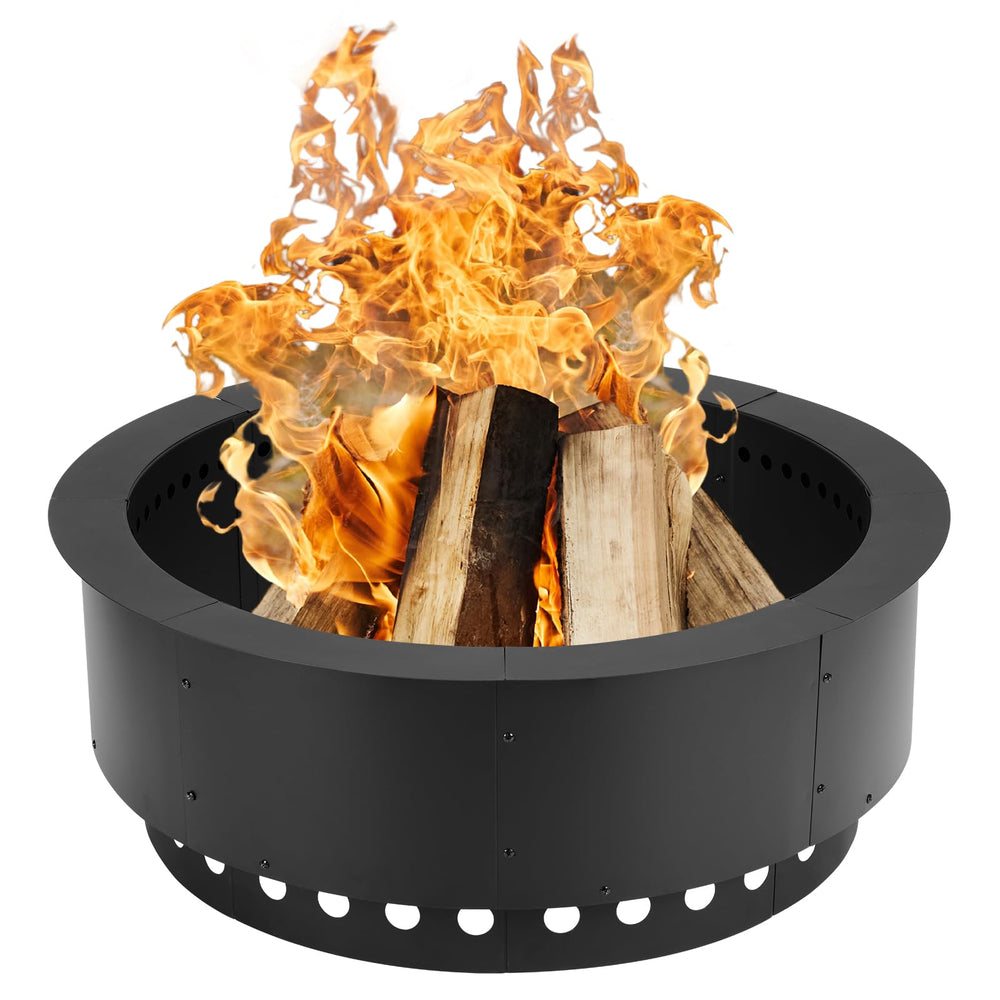 Aoodor front view of 36-inch fire pit ring showing clean burn area and stability