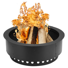 Aoodor front view of 36-inch fire pit ring showing clean burn area and stability