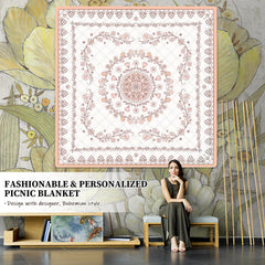 aoole boho picnic mat closeup of printed texture highlighting soft cushioning comfort