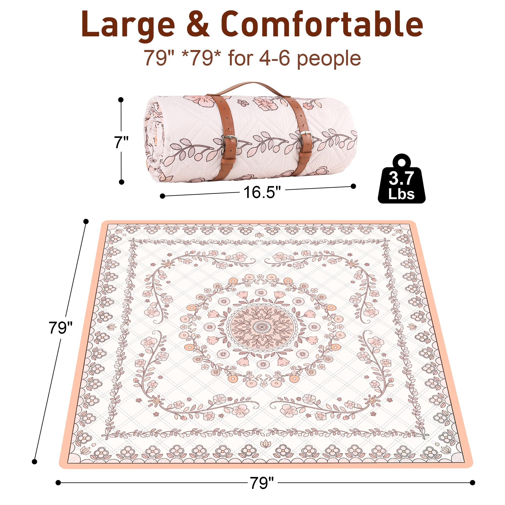 aoole boho picnic mat folded with strap for compact storage and easy transport benefit