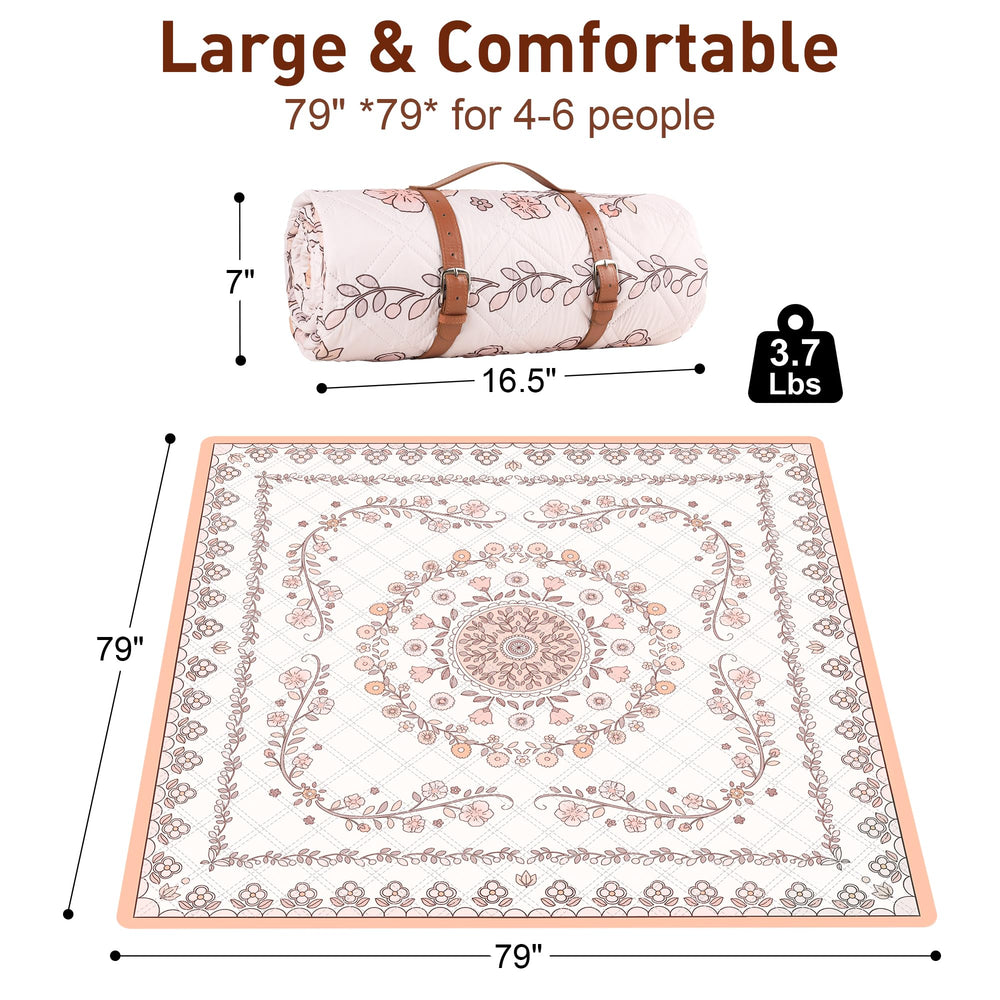 aoole boho picnic mat folded with strap for compact storage and easy transport benefit
