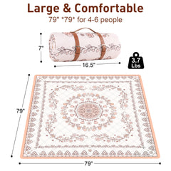 aoole boho picnic mat folded with strap for compact storage and easy transport benefit