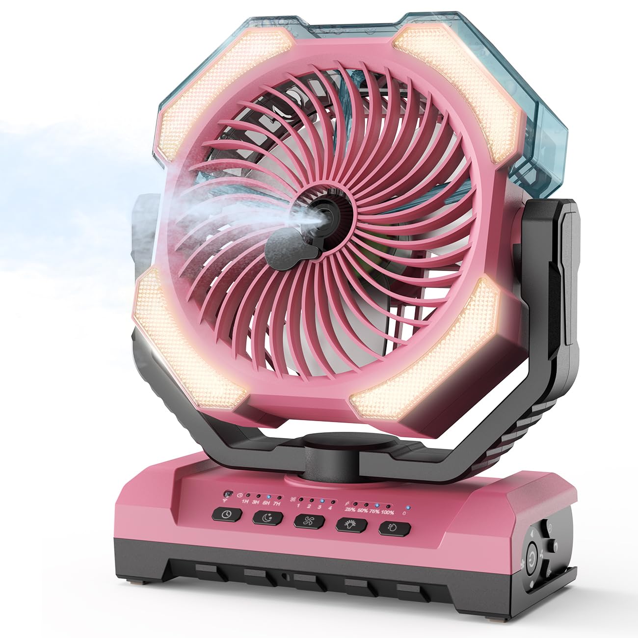 Aopircs pink front view showing compact portable fan for easy cooling