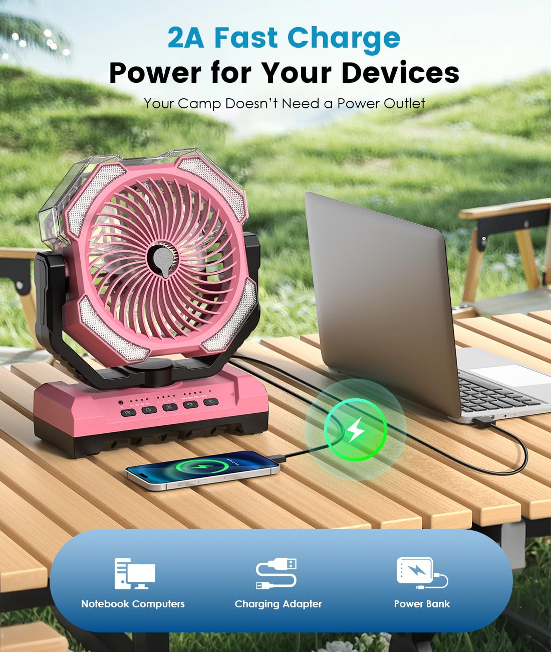 Aopircs next to smartphone showing 30000mAh battery powerbank use