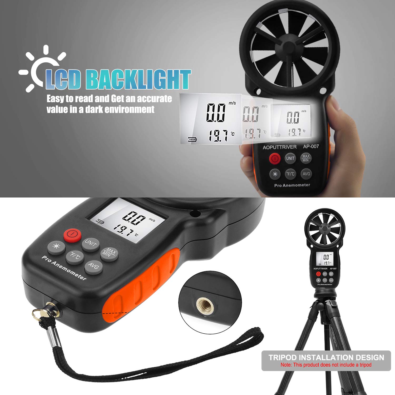 AOPUTTRIVER tripod-mounted for steady hands-free velocity testing