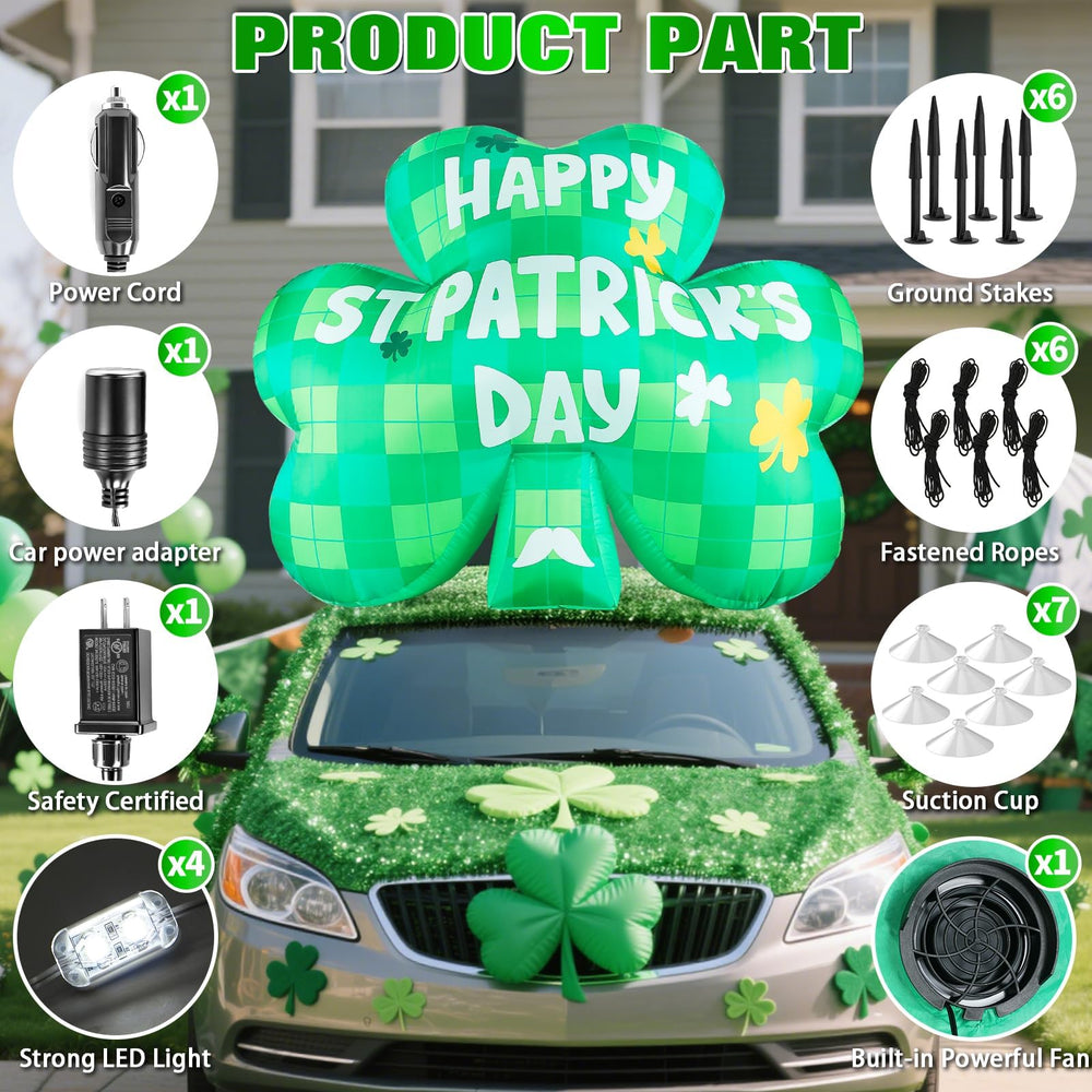 Aotiooy shamrock in a yard party setting showing festive holiday atmosphere