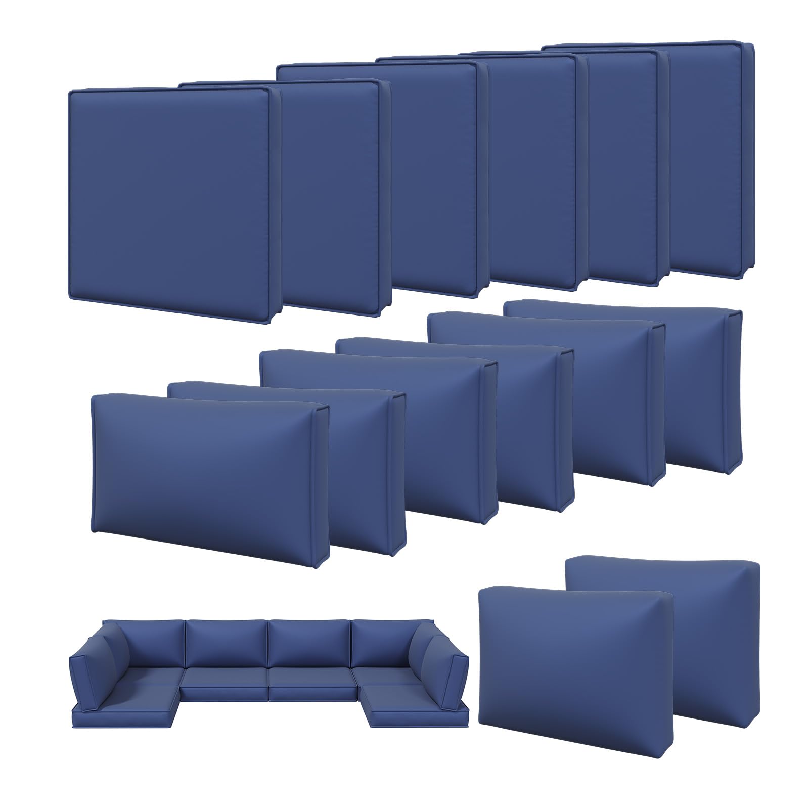 Aoxun front view of the 14-piece cushion covers kit showing complete set and neat packaging benefits
