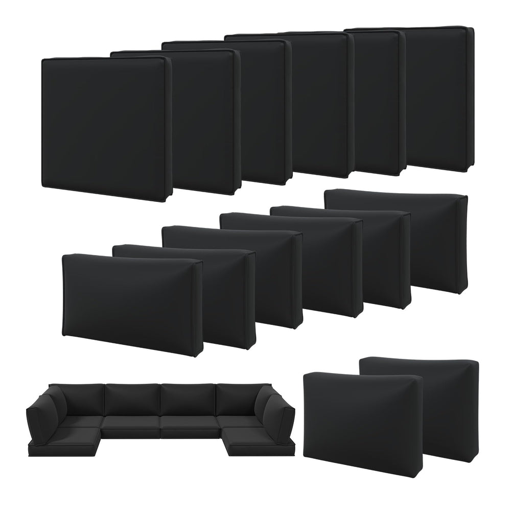 Aoxun front view of full 14-piece cover set on assembled sectional showing cohesive upgrade