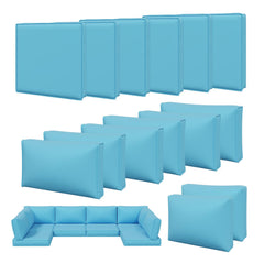 Aoxun front view of 14-piece sky blue cover set, quick sofa refresh benefit