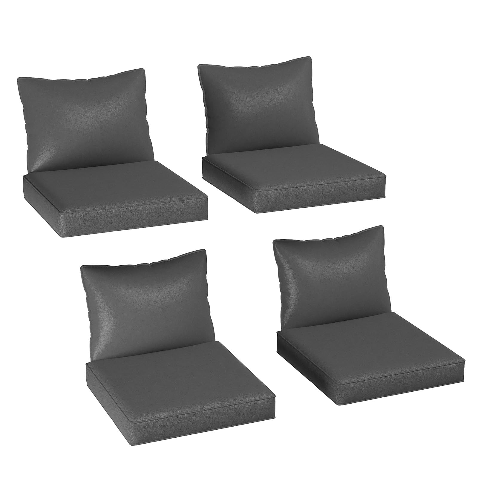 Aoxun front view of 4-piece grey cushion set showing coordinated look and curb appeal