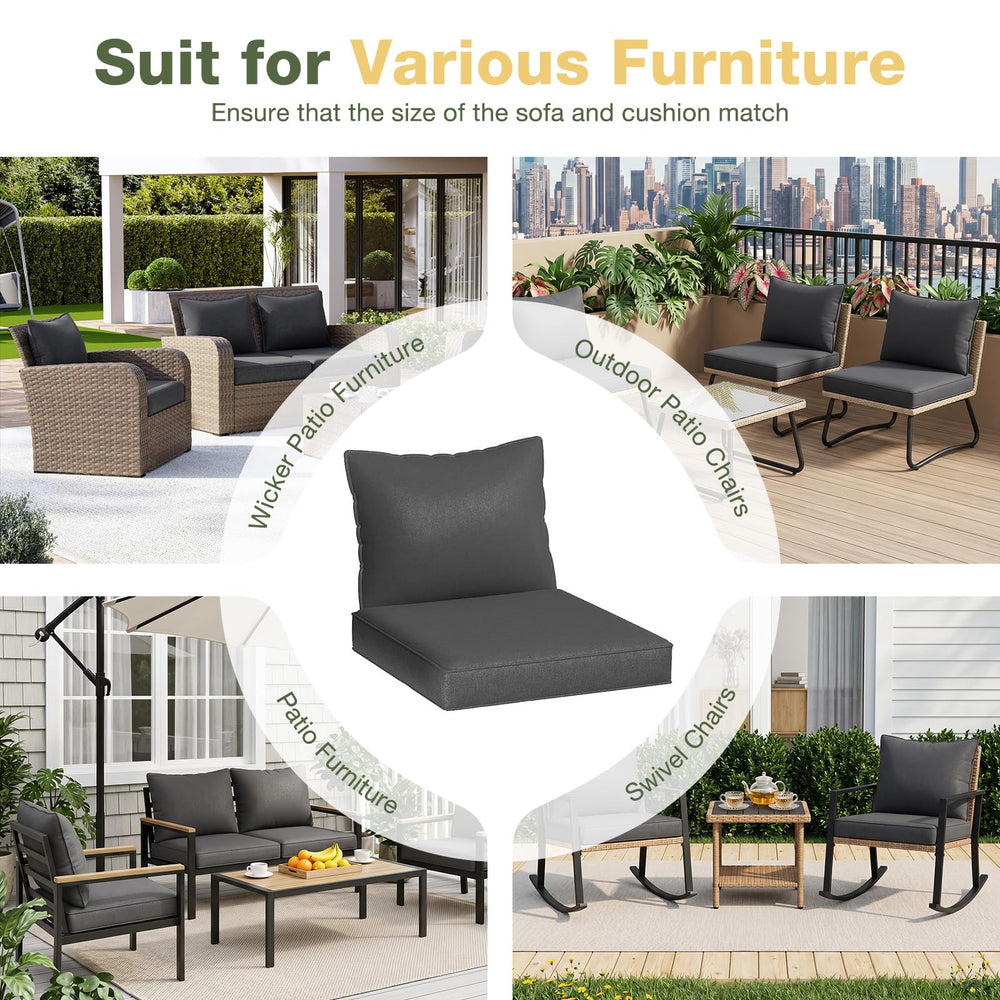 Aoxun cushions on sofa showing scale and fit for a 4-seater patio