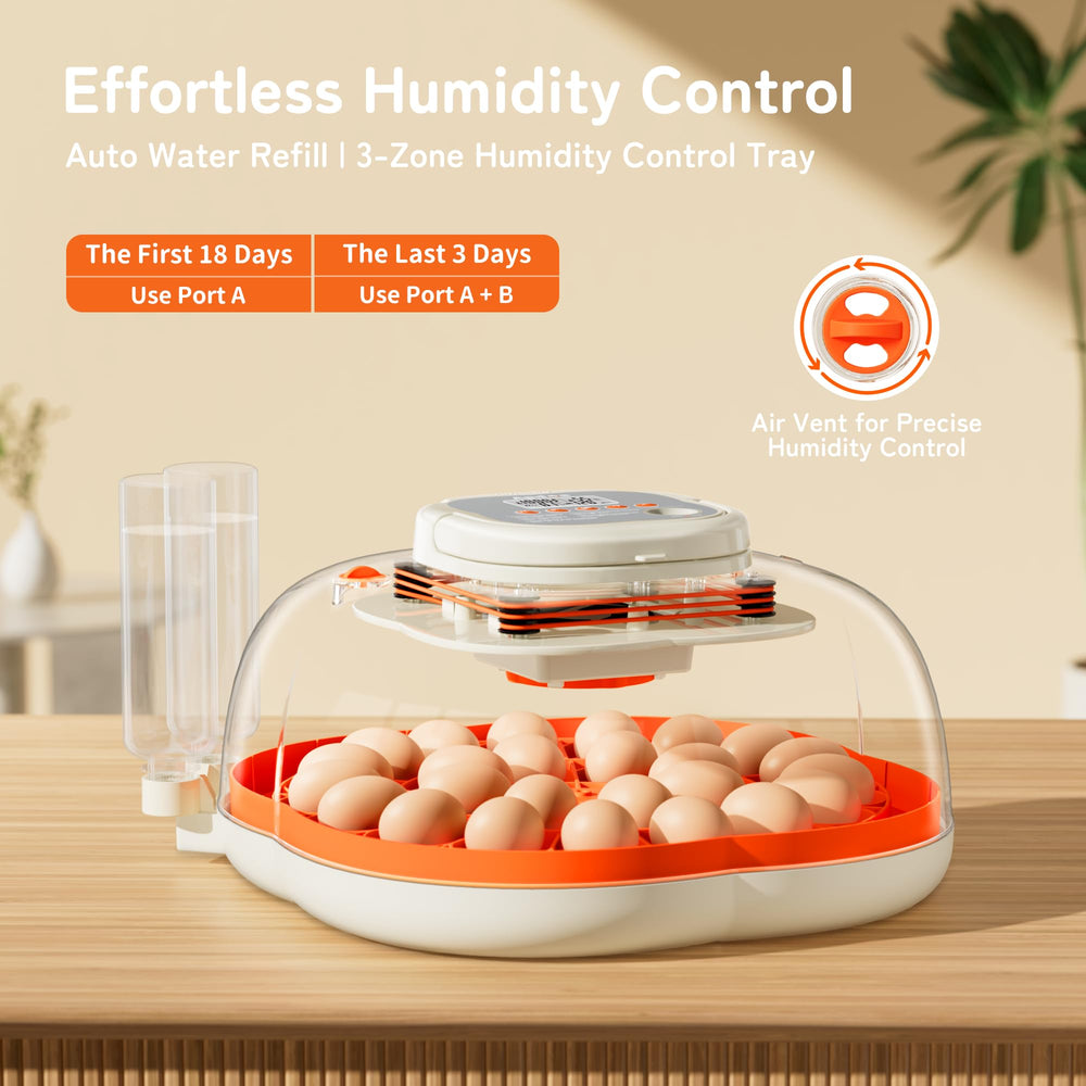 APDOE built-in egg candler lighting an egg to check embryo development