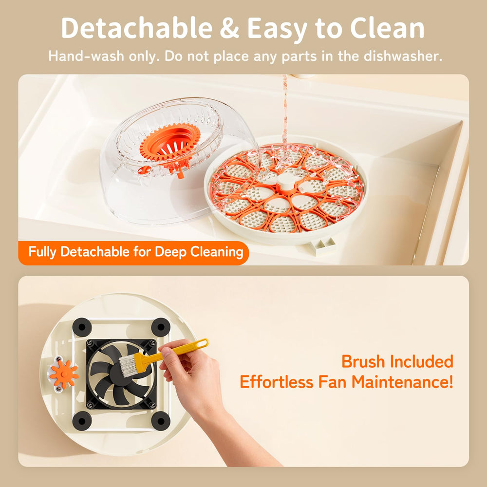 APDOE detachable trays and fan for straightforward deep cleaning