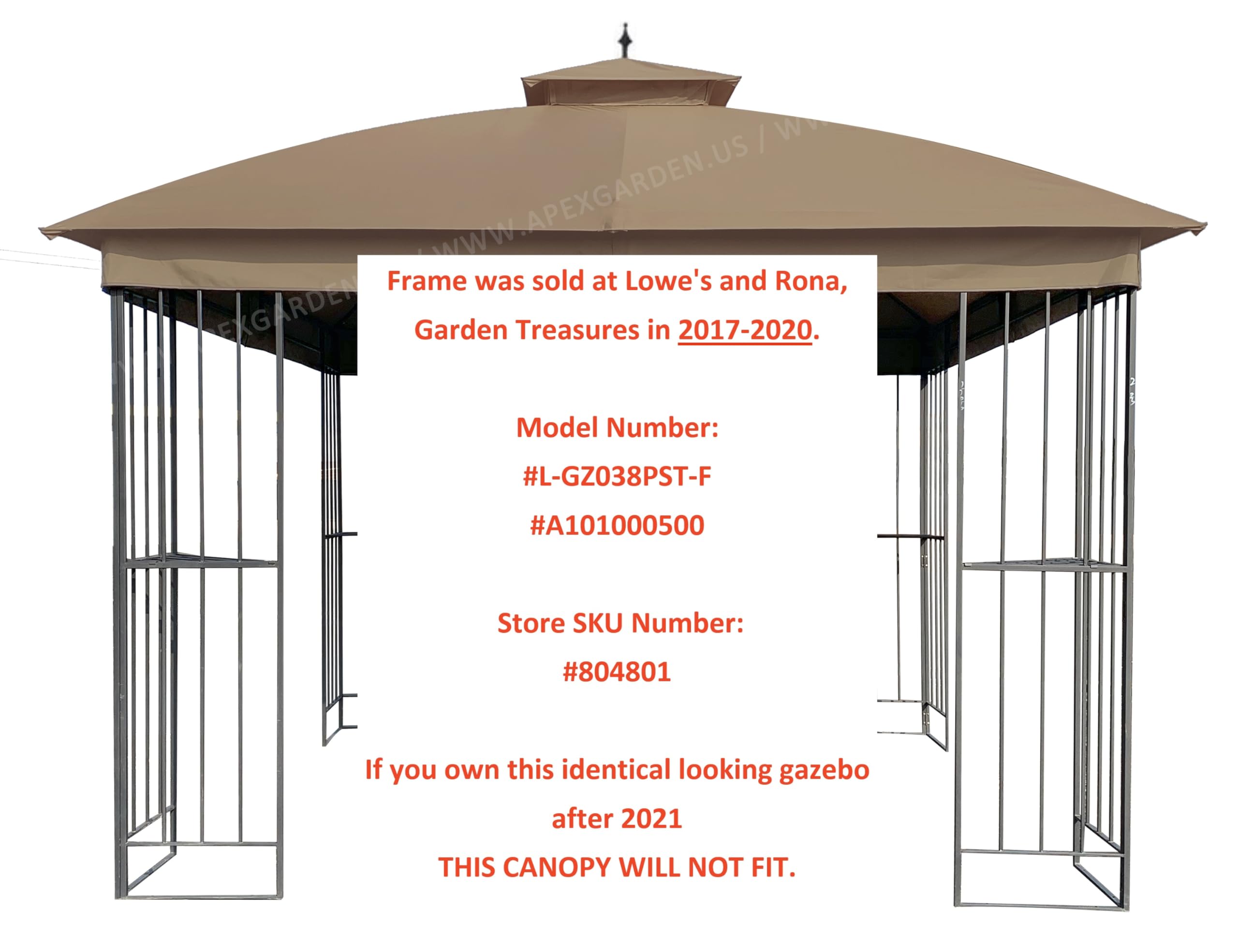 APEX GARDEN attachment points fit Model L-GZ038PST-F for secure installation