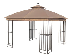 APEX GARDEN canopy front view showing full tan fabric restoring gazebo shade