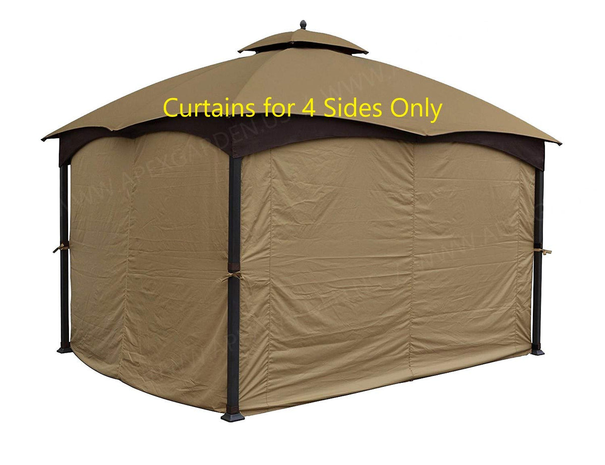 APEX GARDEN front view of four-side beige curtains showing full coverage benefit