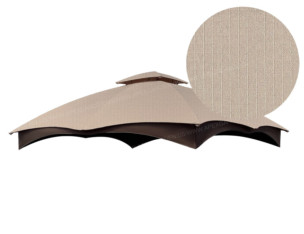 APEX GARDEN beige canopy front view showing full fit and clean look, improves outdoor shade