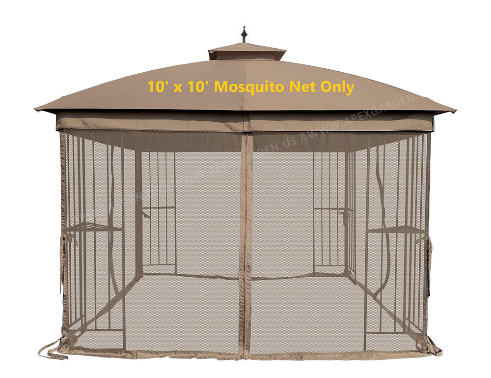 APEX GARDEN front view of tan 10x10 mosquito netting showing full coverage and neat trim