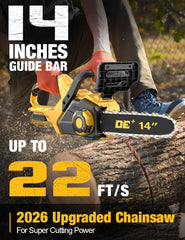 APEXPOWER guide bar detail showing upgraded strength for faster cuts
