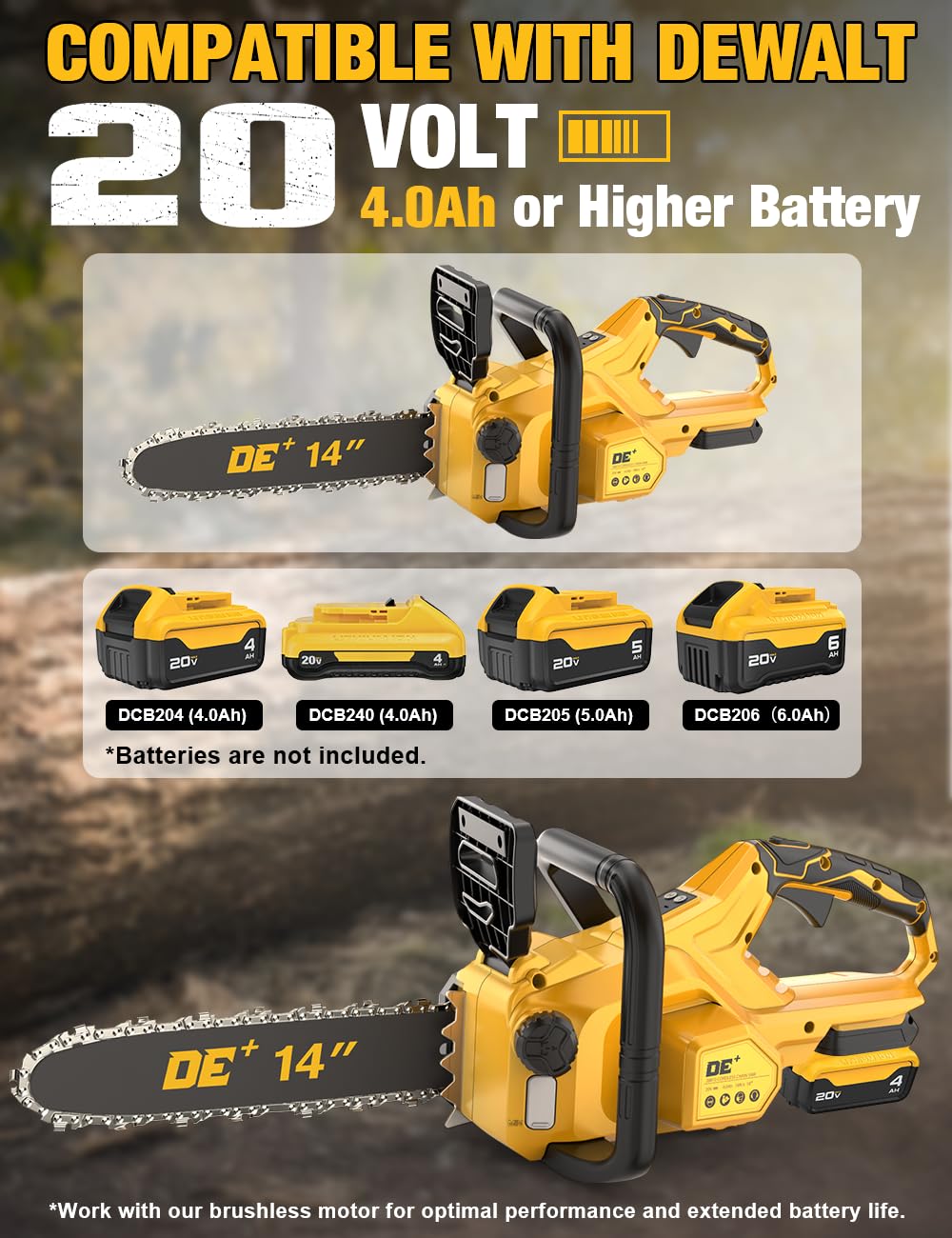 APEXPOWER side profile with guide bar showing durable construction and reach