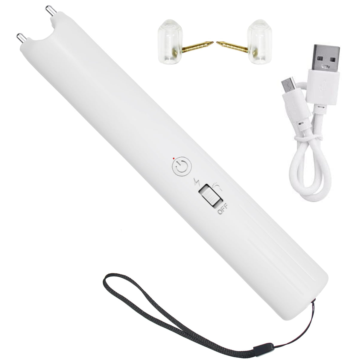 ApexscnView front view showing compact white prod and lanyard for easy carry