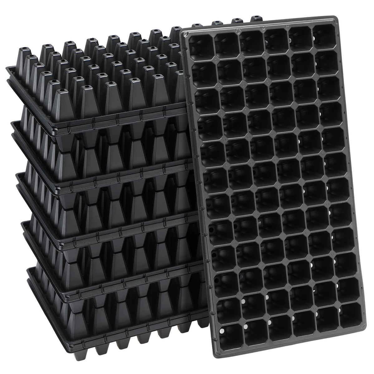 Apipi front view showing full stacked 72-cell trays and organized planting benefit