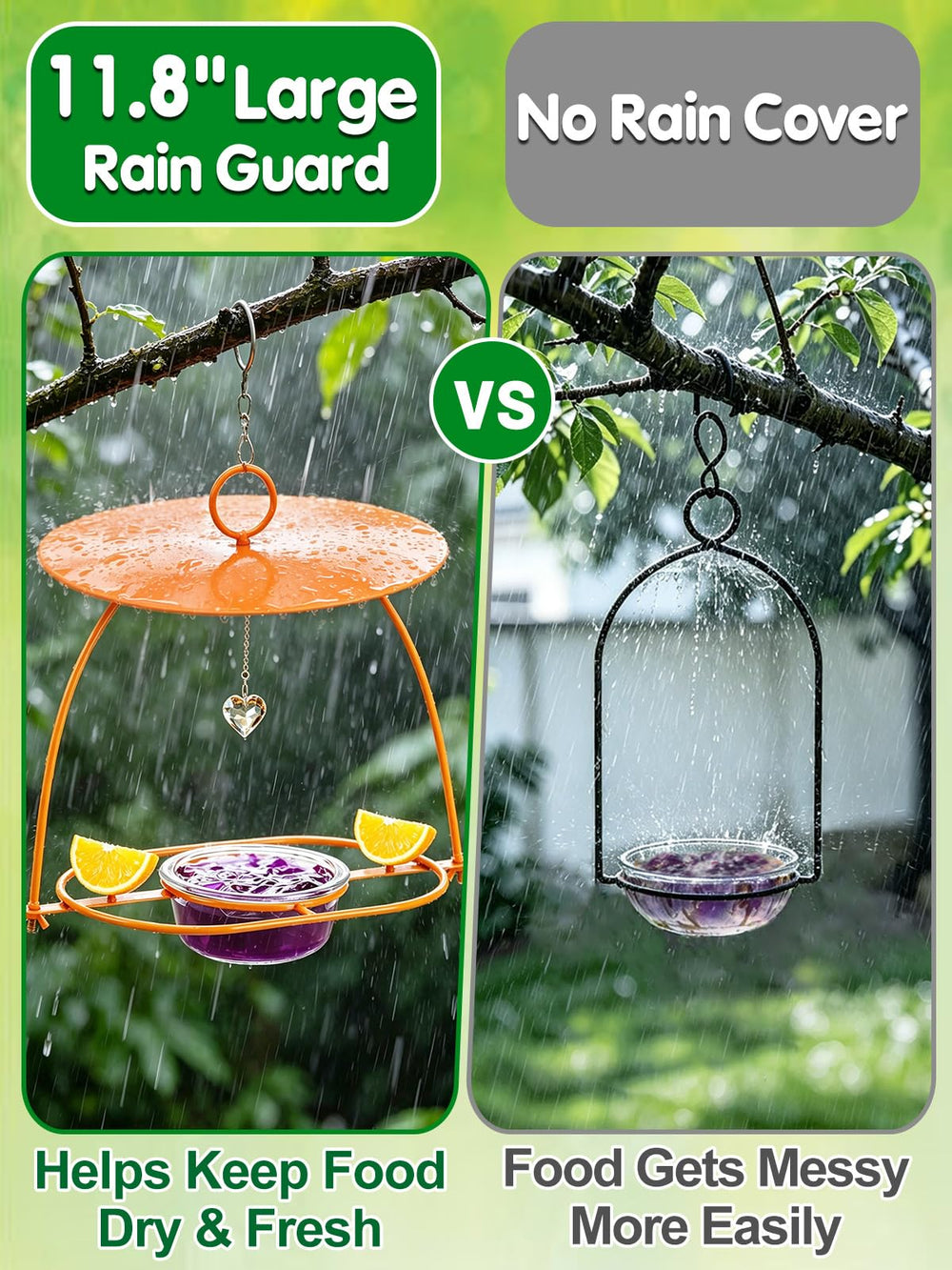 Apipi metal rain guard detail protecting food, keeps jelly dry