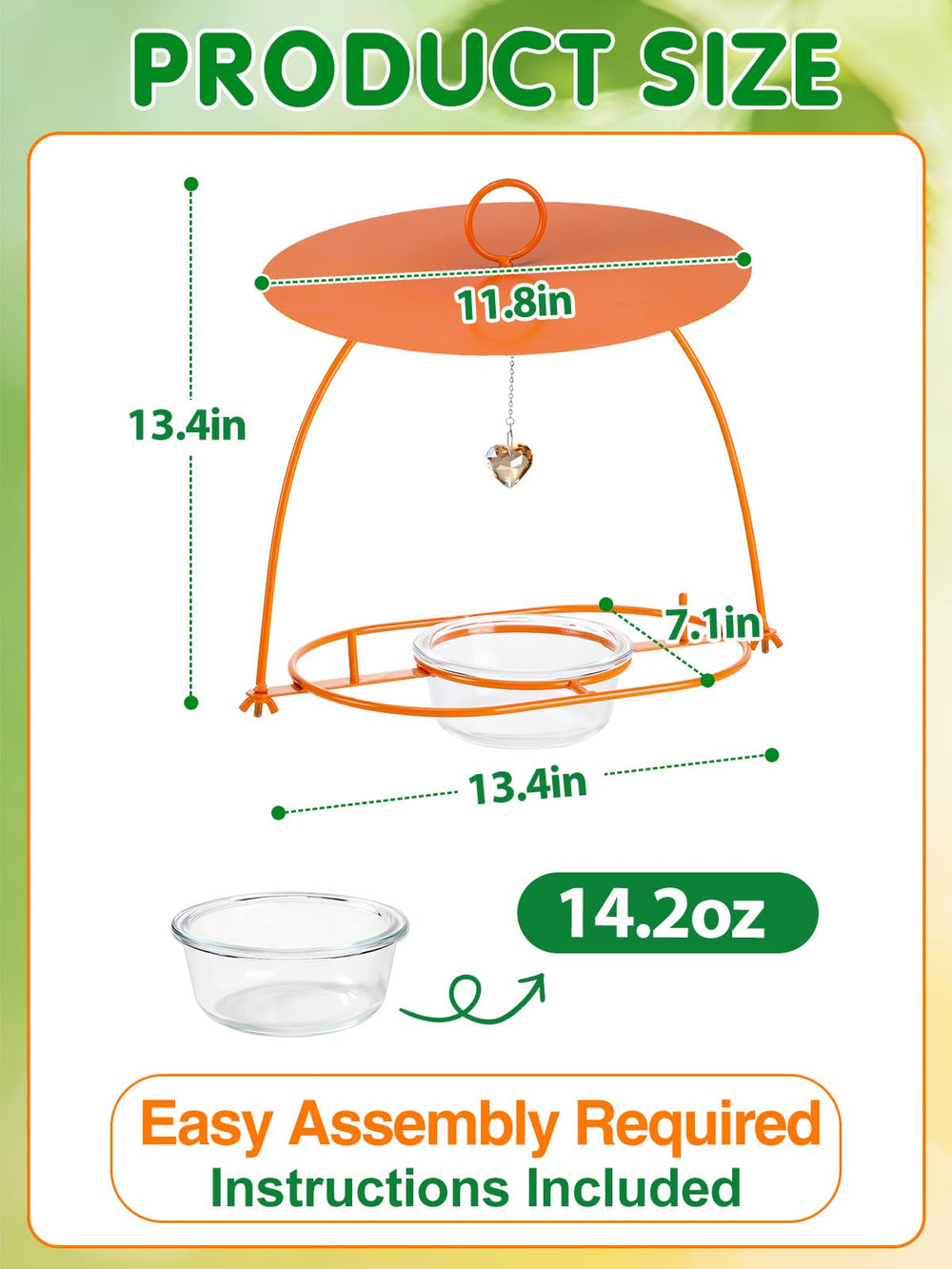 Apipi glass bowl close-up removable 14.2 oz, eases cleaning and refills