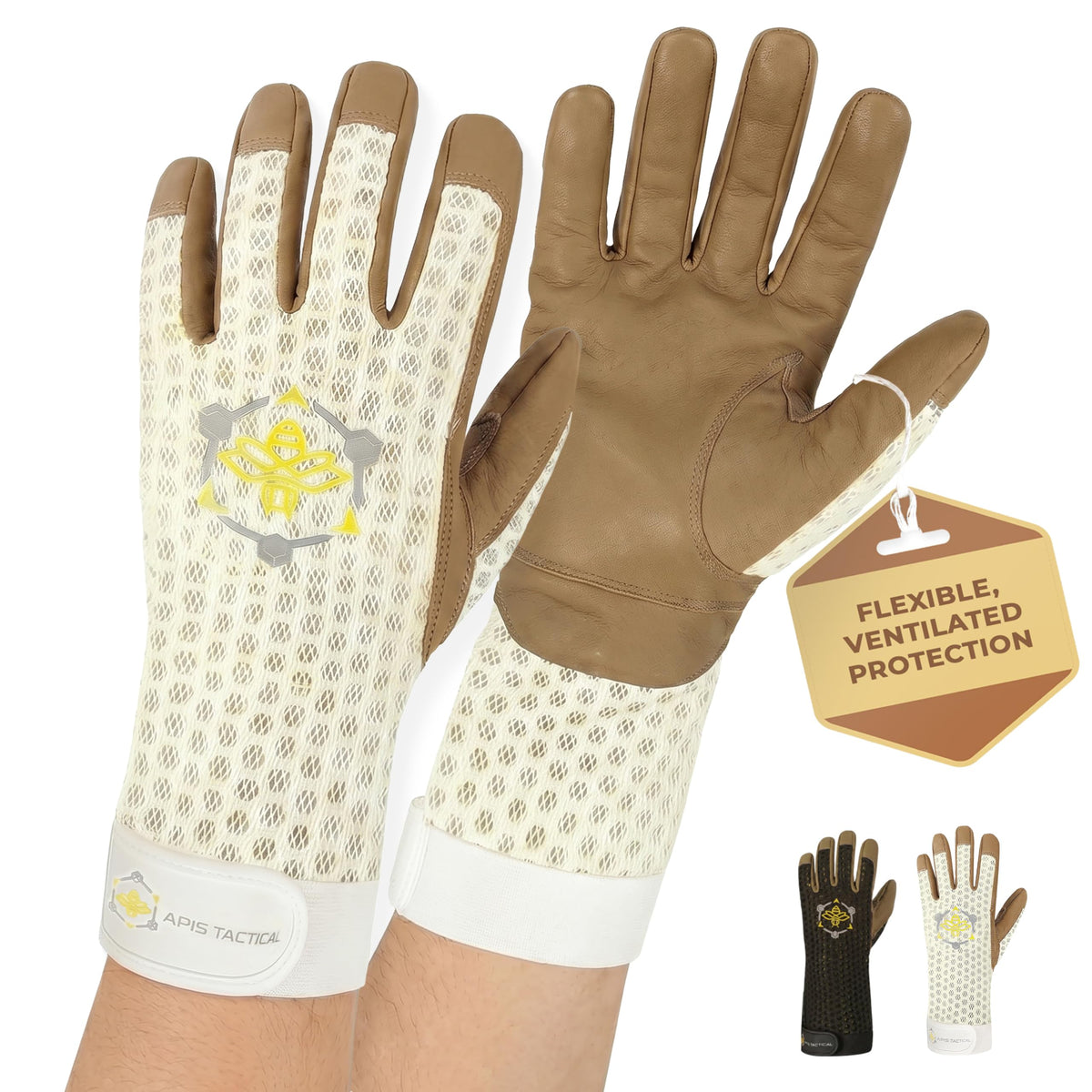 Apis Tactical front view of XL gloves showing full gauntlet and secure fit benefit