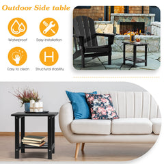 Apolimi side table in use on patio holding drinks and a book for convenience