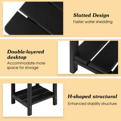 Apolimi detail of two-tier shelf demonstrating organized storage and load capacity