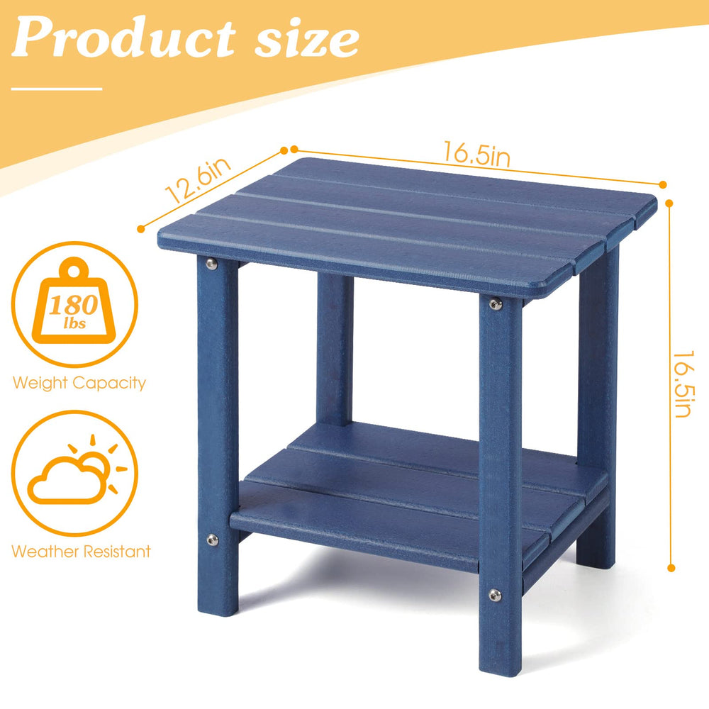 Apolimi mesa en uso junto a una silla Adirondack ofreciendo accesibilidad y confort