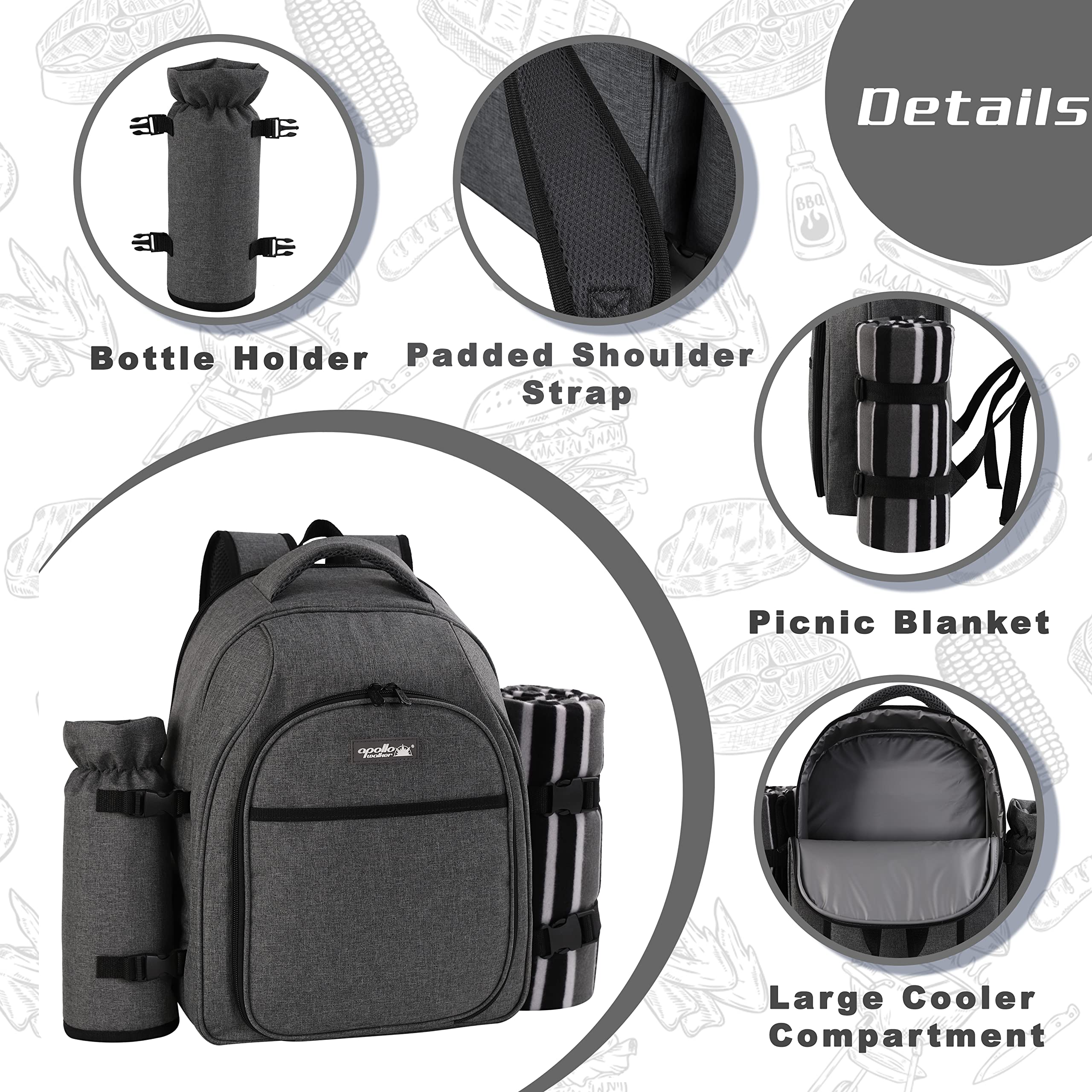 apollo walker padded straps close-up offering comfortable weight distribution