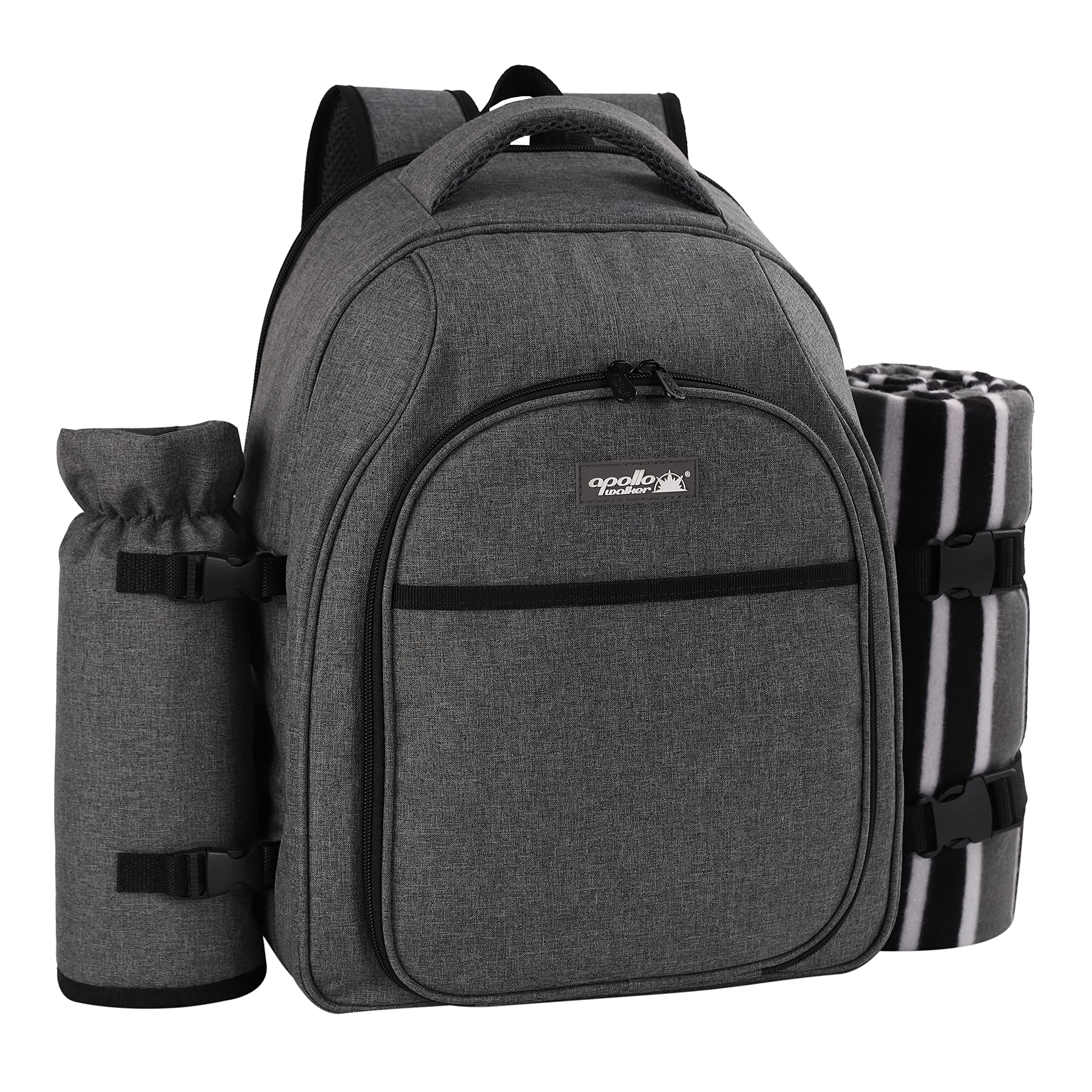 apollo walker backpack held by hand to show size and carrying scale