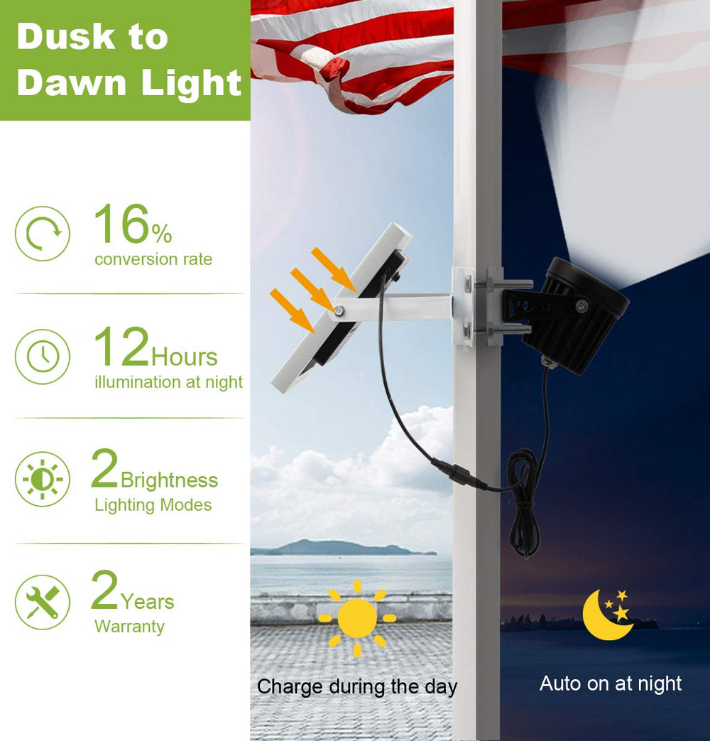 APONUO beam illuminating a flag at night showing bright upward spotlight effect
