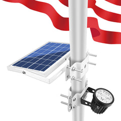 APONUO front view of solar flagpole light showing compact design and bright benefit