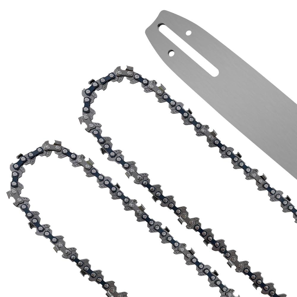 Aporozona front view of 10-inch guide bar and two chains showing fit and components