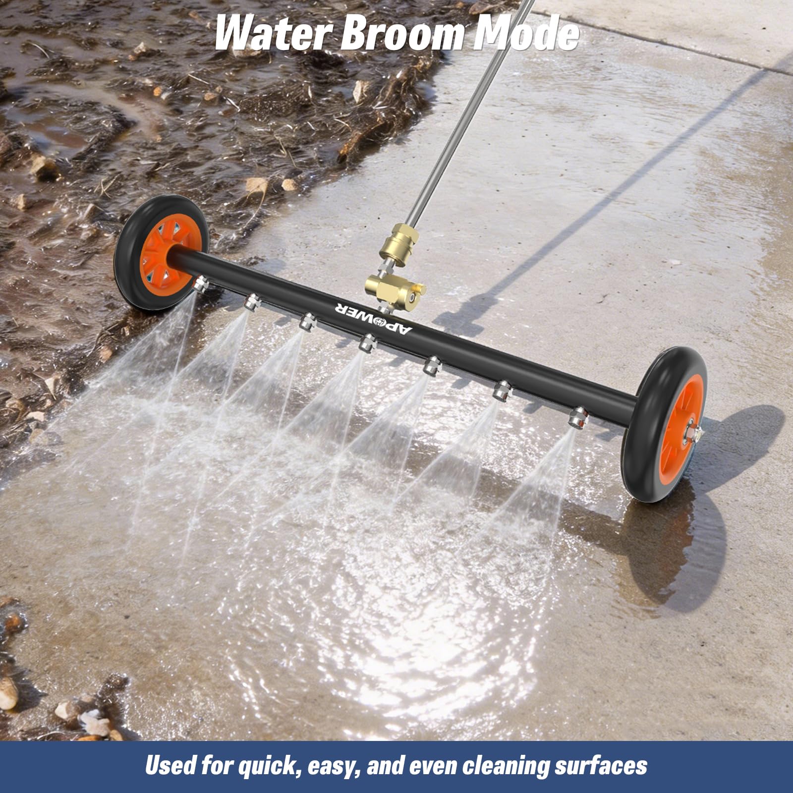APOWER two 16-inch straight wands assembled for deeper undercarriage reach