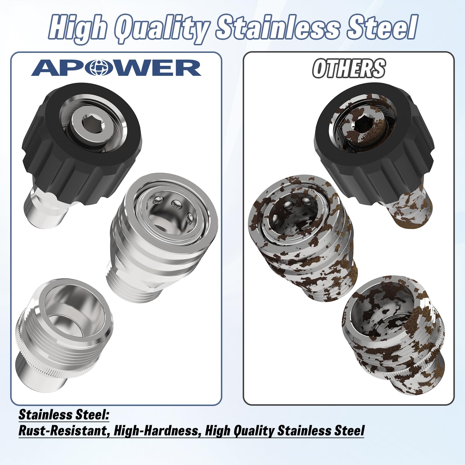 APOWER coupler joining two hoses to extend reach for deeper cleaning access