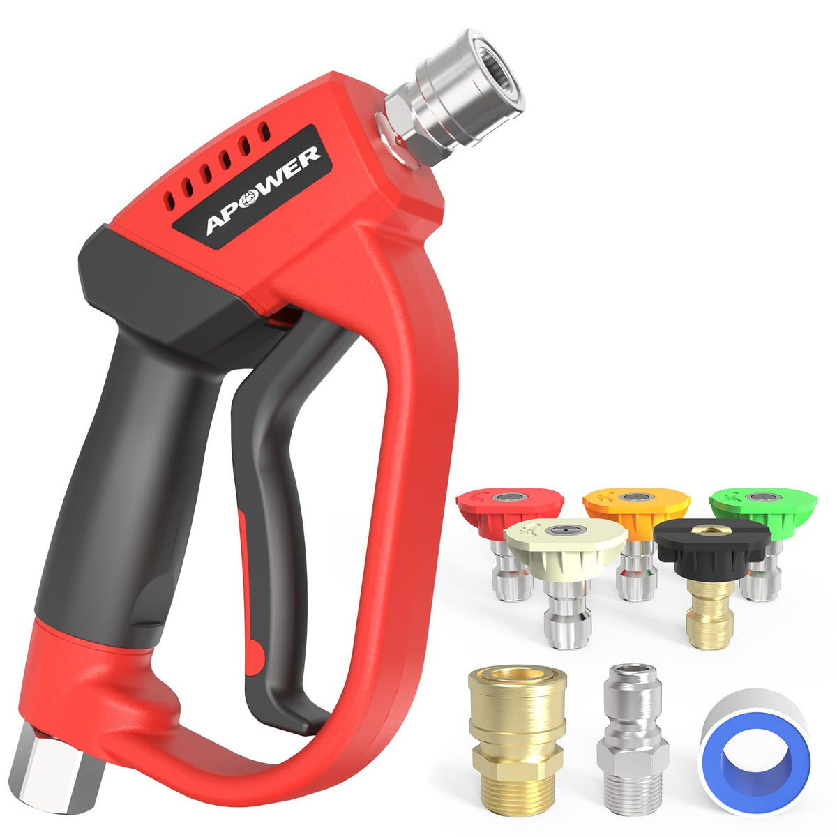 APOWER gun front view showing compact design and easy handling benefit
