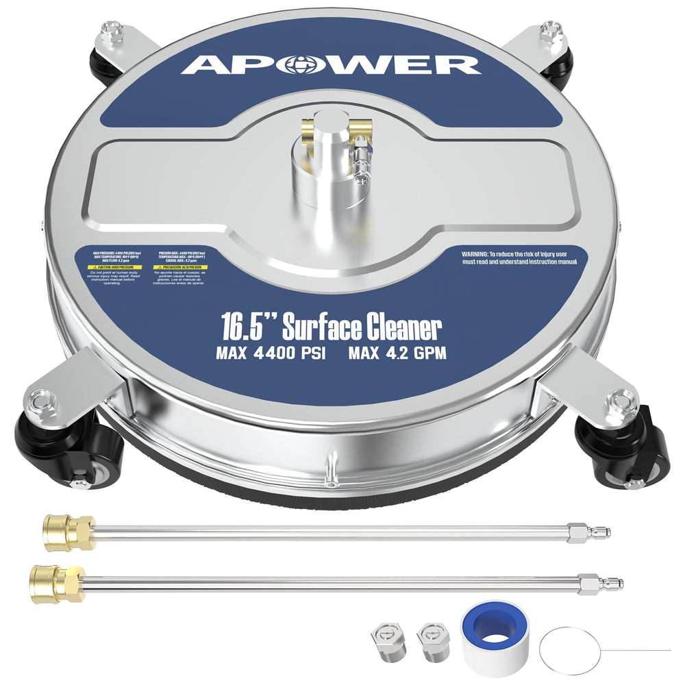 APOWER front view of 16.5-inch surface cleaner showing wide coverage benefit