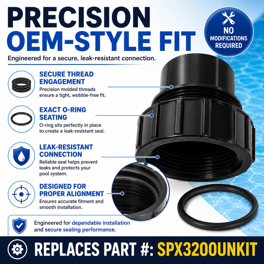 AppliaFit union connector attached to SwimClear filter proving broad compatibility